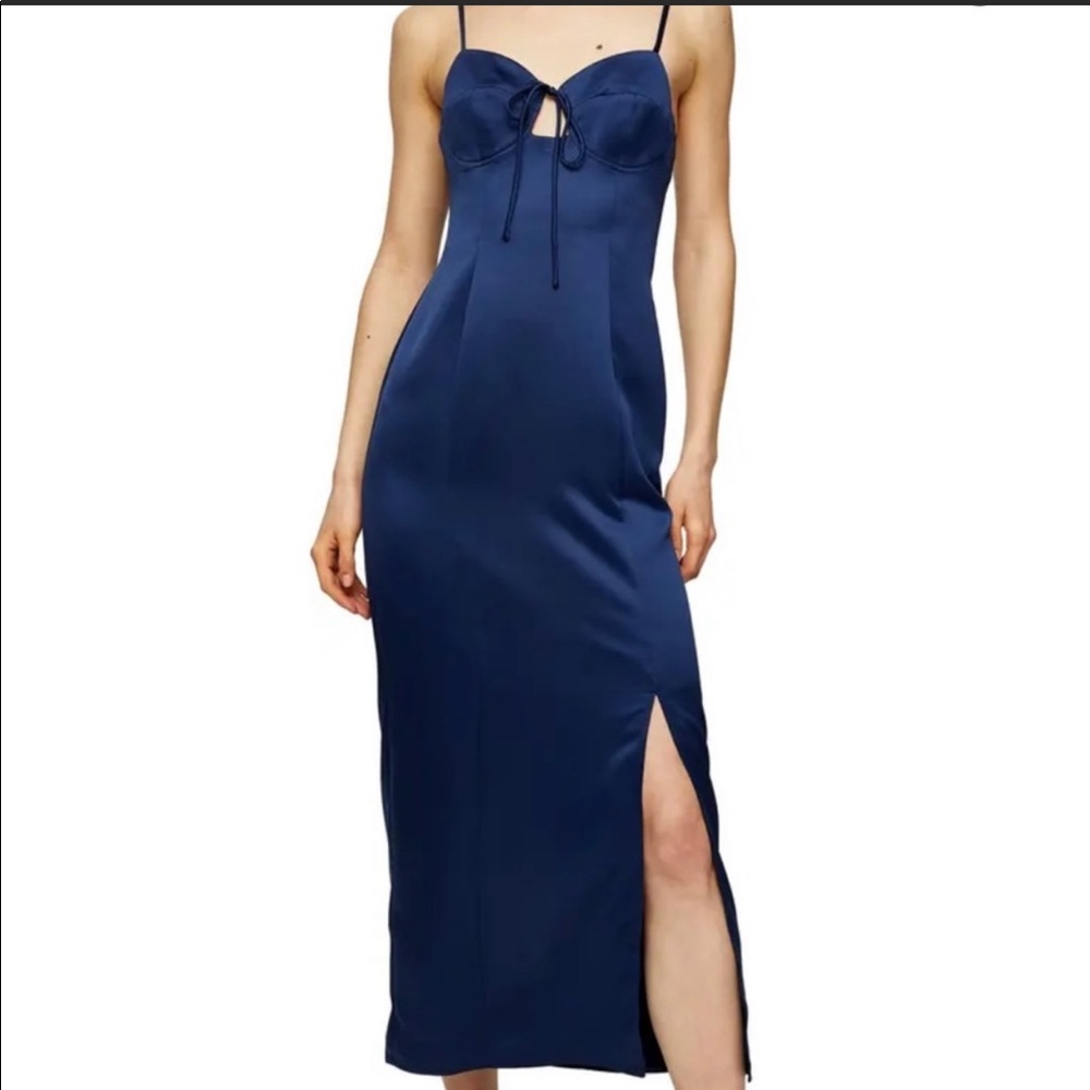 Topshop Bustier Bodice Satin Midi Slip Dress